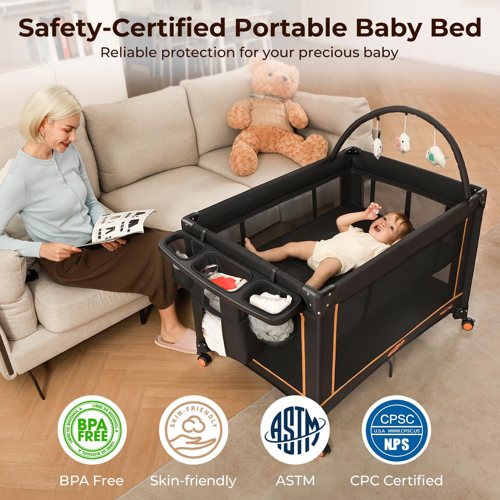 Portable Foldable Playard with Mattress and Storage Bag V8188