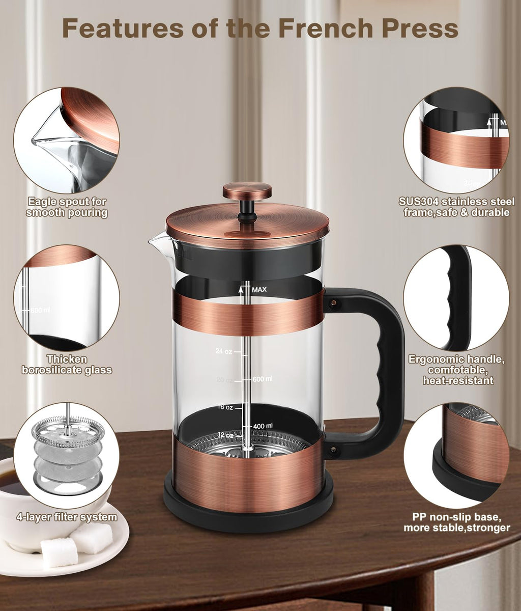 34 Ounce Stainless Steel French Press Coffee Maker N500588
