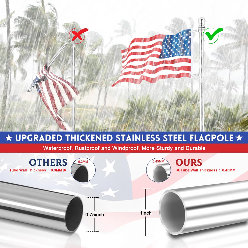 6 FT Stainless Steel Spinning Flag Pole N2580
