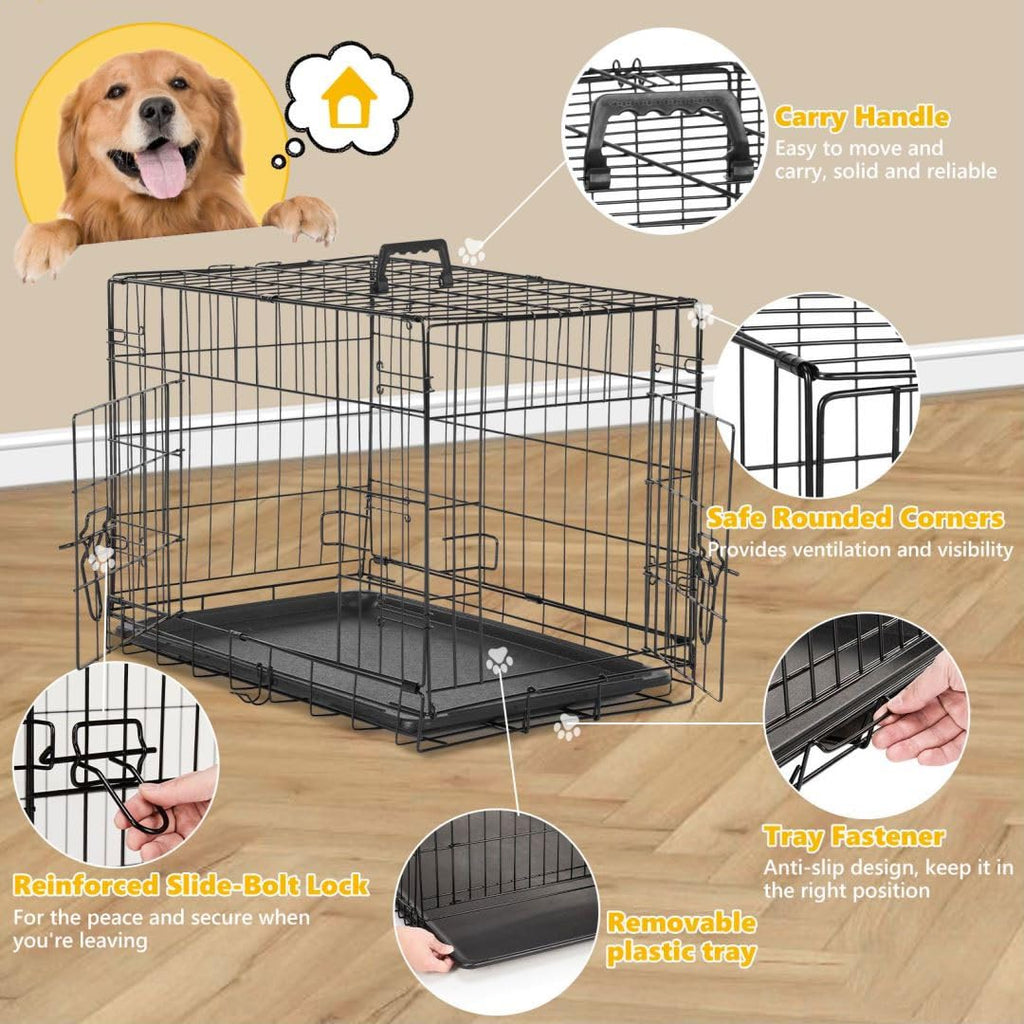 36 Inch Metal Dog Crate Kennel with Divider Panel H286