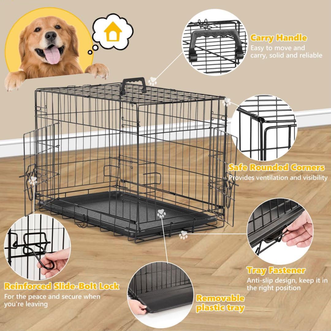 36 Inch Metal Dog Crate Kennel with Divider Panel H286