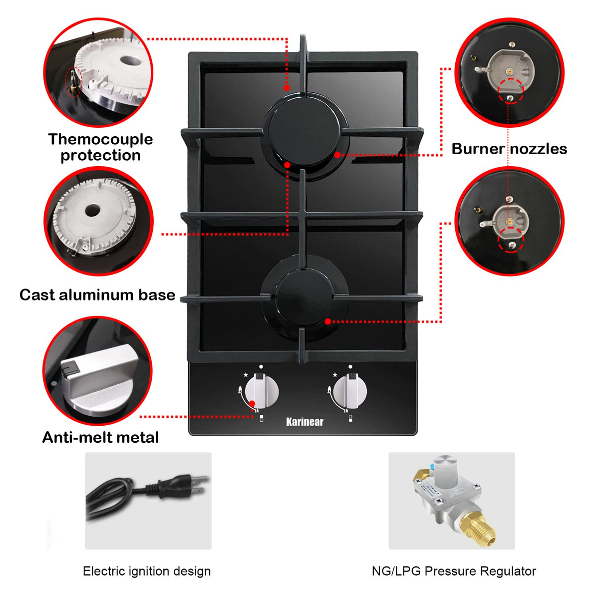 2 Burner Propane Gas Cooktop F910570