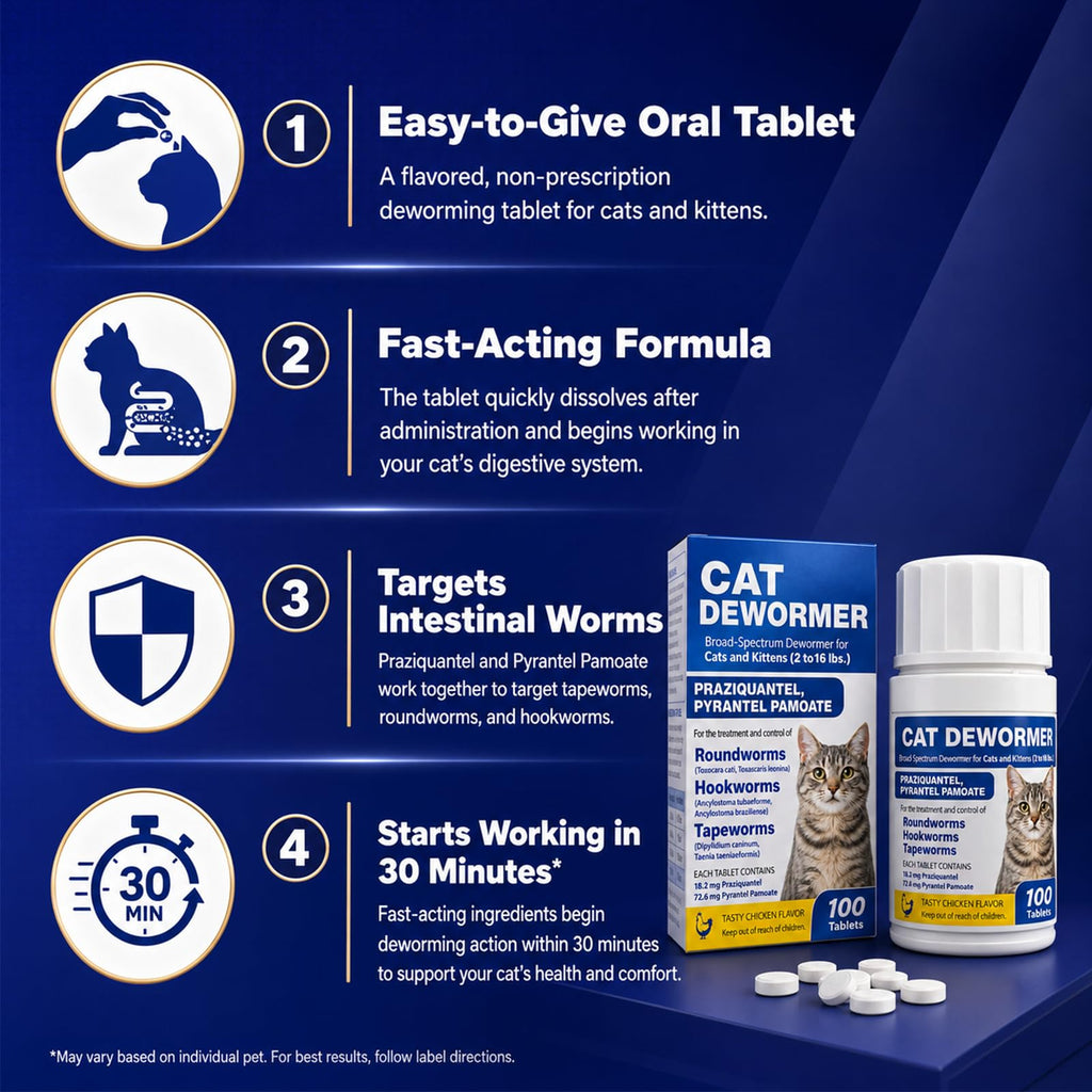 Cat and Kitten Dewormer 100 Tablets T2878