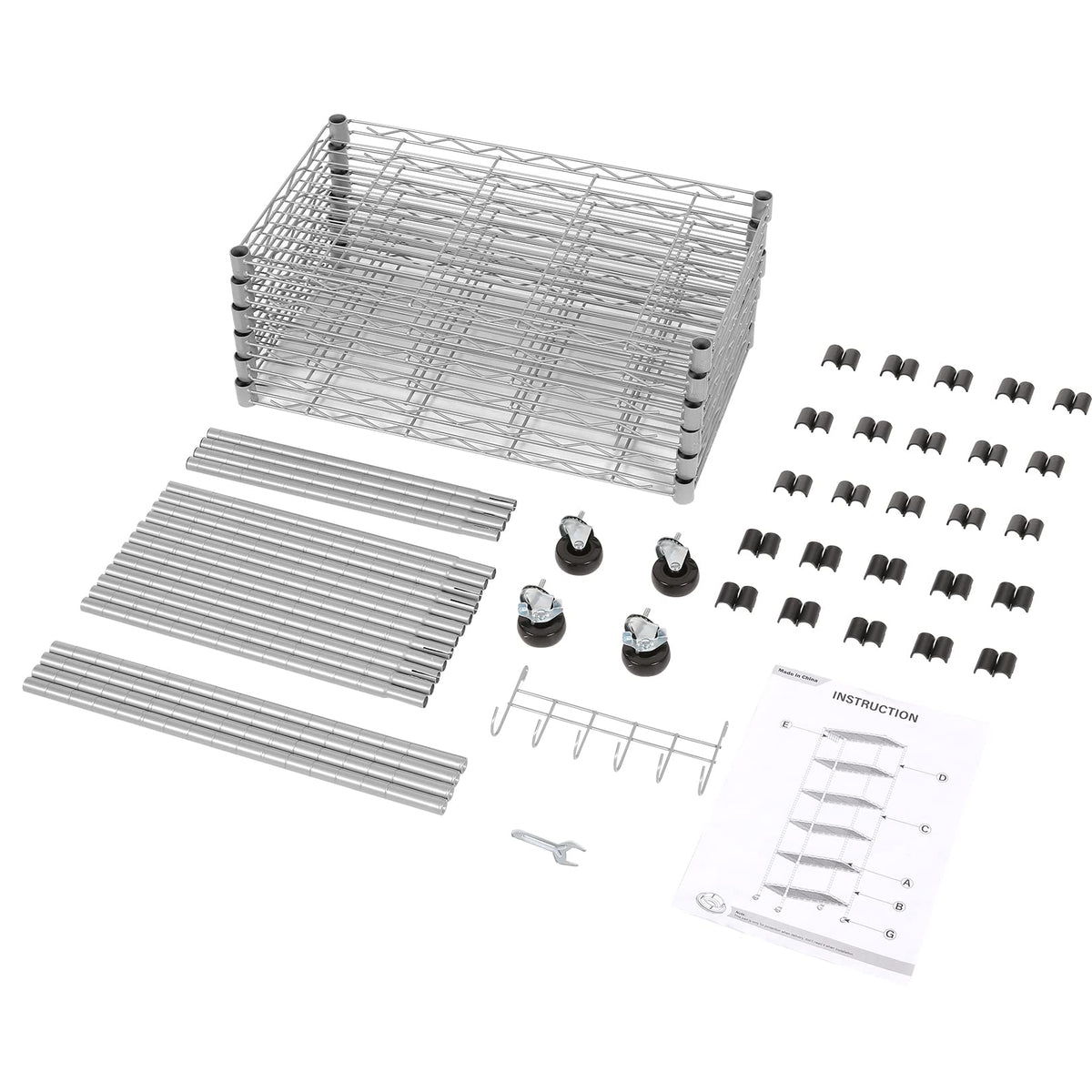 6-Tier Wire Shelving Unit with Caster Wheels W268487