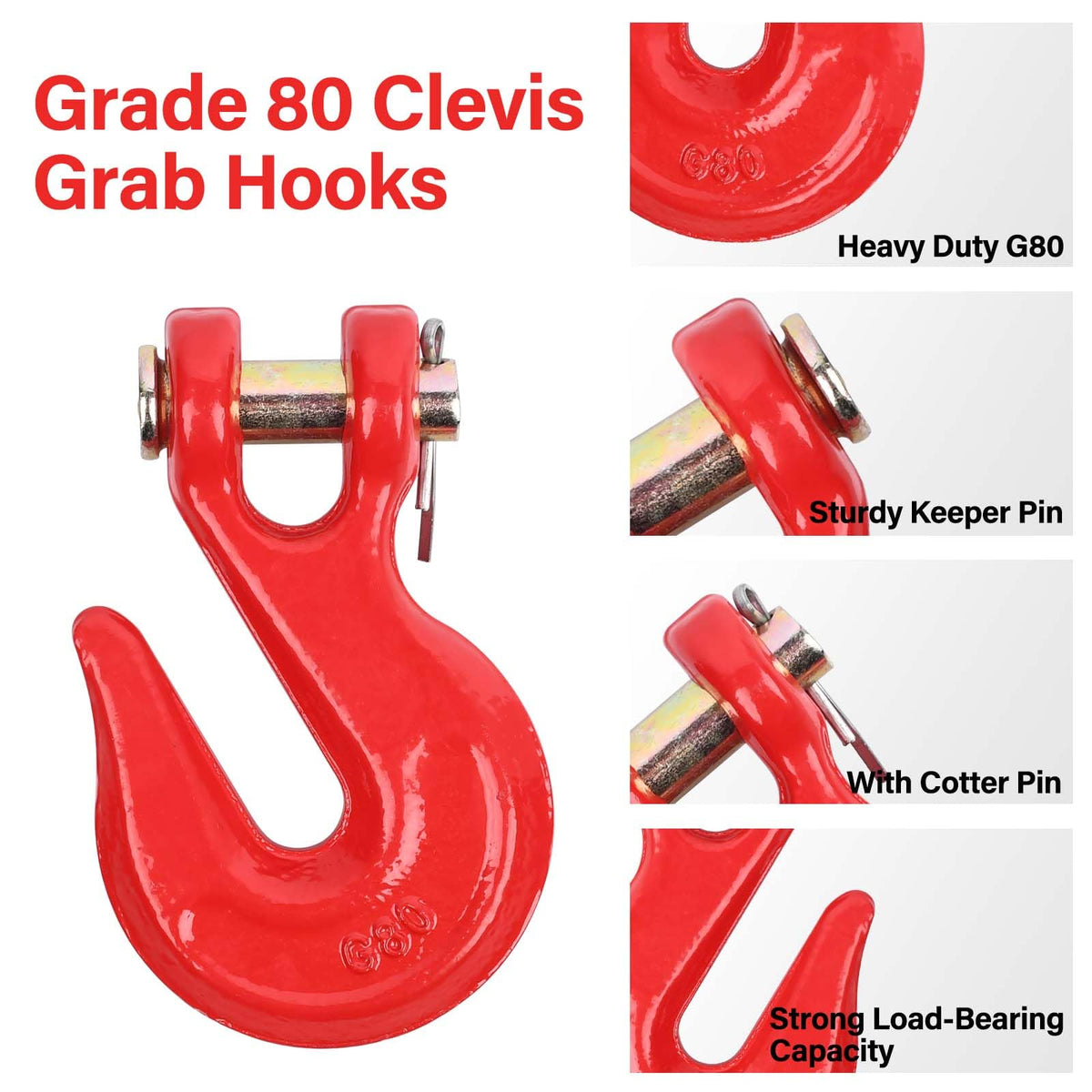 3/8'' Red Powder Coating Grade 80 Clevis Grab Hook D609