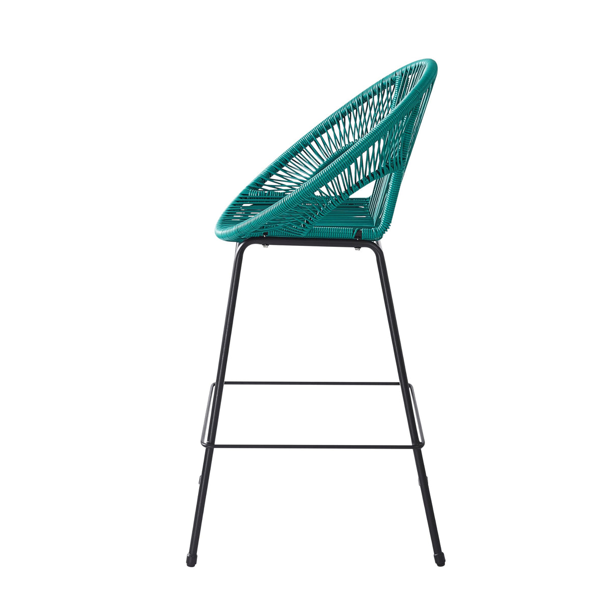 Teal Faux Wicker Outdoor Bar Stool Set of 2 B9755