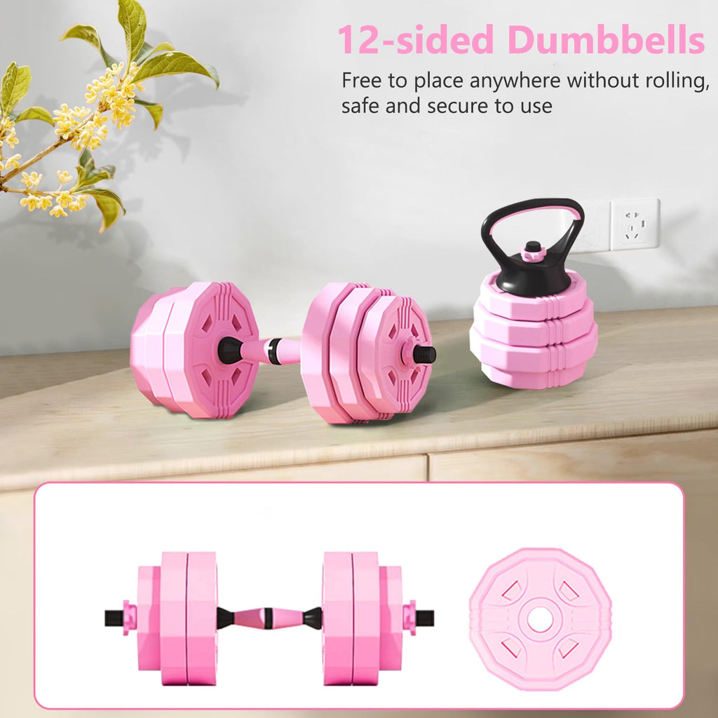 Adjustable Dumbbells Set 2 in 1 Free Weights Dumbbell Barbell Set E53235