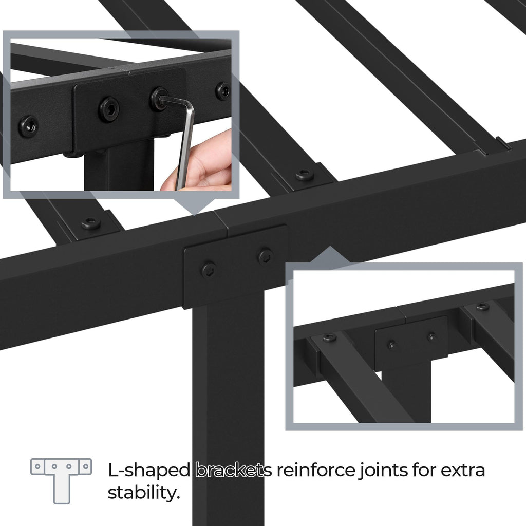 Black Full Metal Platform Bed Frame with Headboard D346910