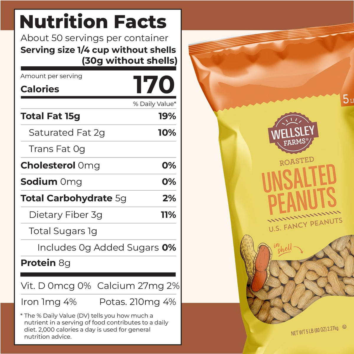 Unsalted Roasted In-Shell Peanuts 5 lb Bag R946