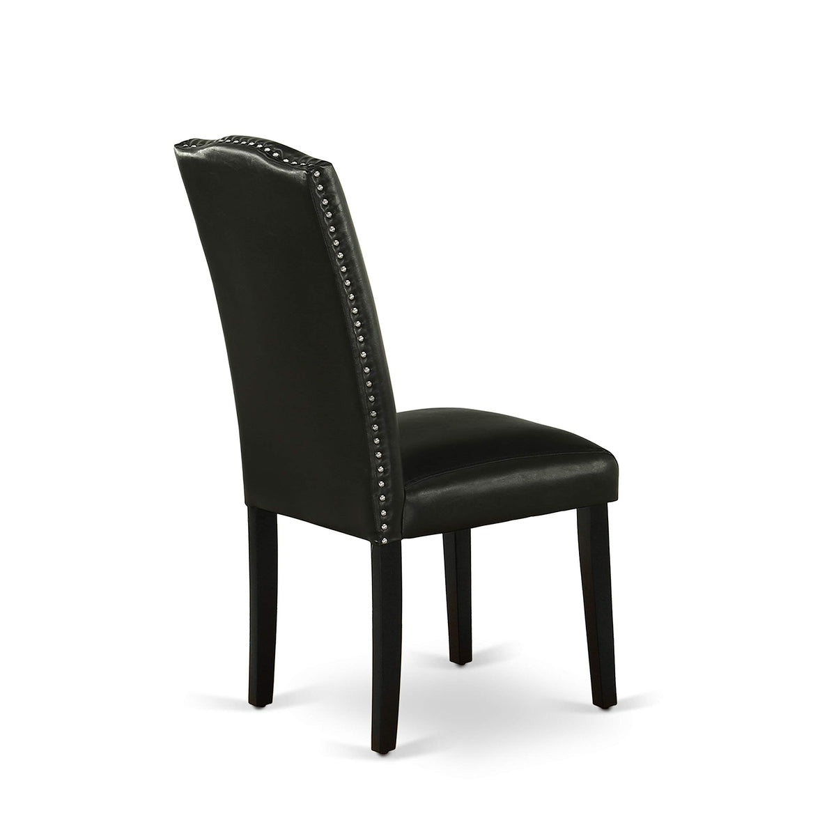 Black Faux Leather Padded Dining Chairs Set of 2 I2652