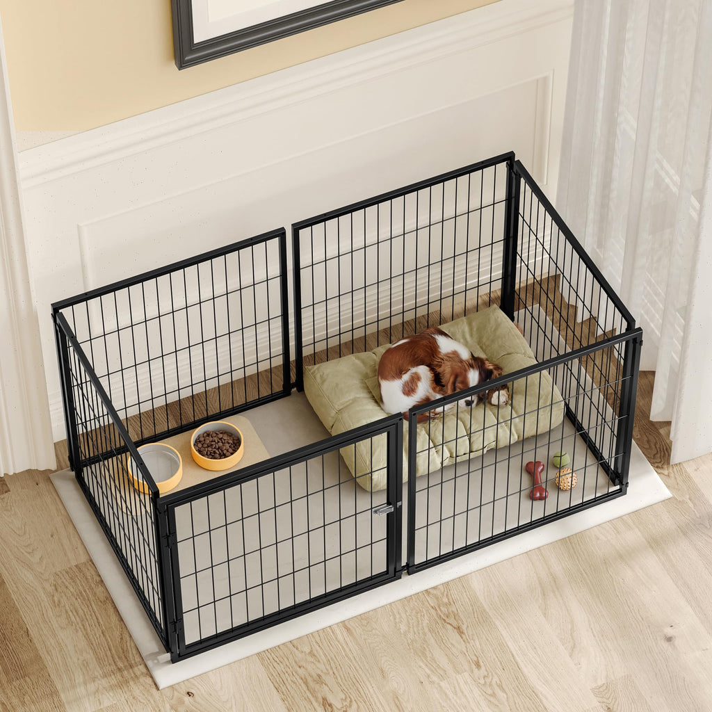 48 Inch Black Metal Dog Crate with Removable Top Cover F172542
