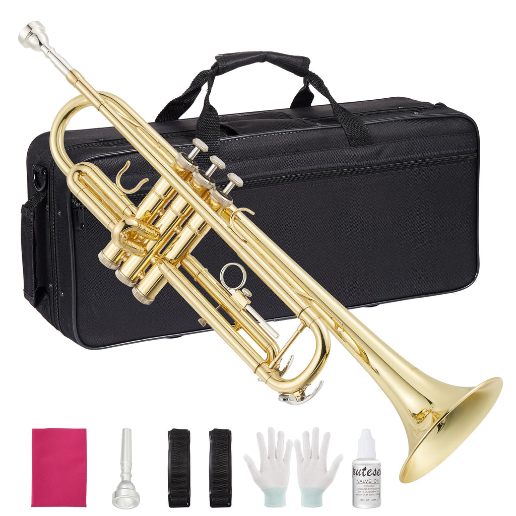 Bb Trumpet with Case Mouthpiece Gloves Cleaning Kit and Polish Cloth U4164