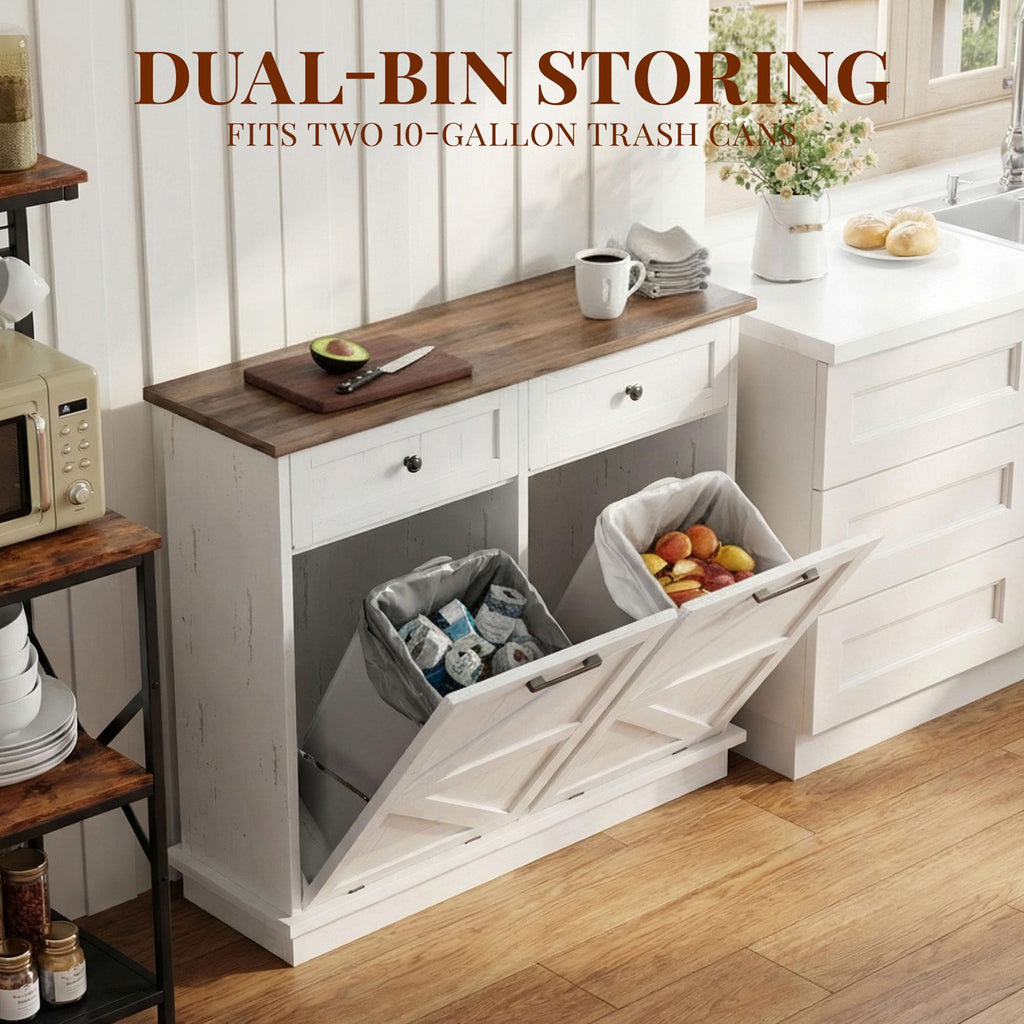 10 Gallon Double Tilt Out Trash Can Cabinet P216
