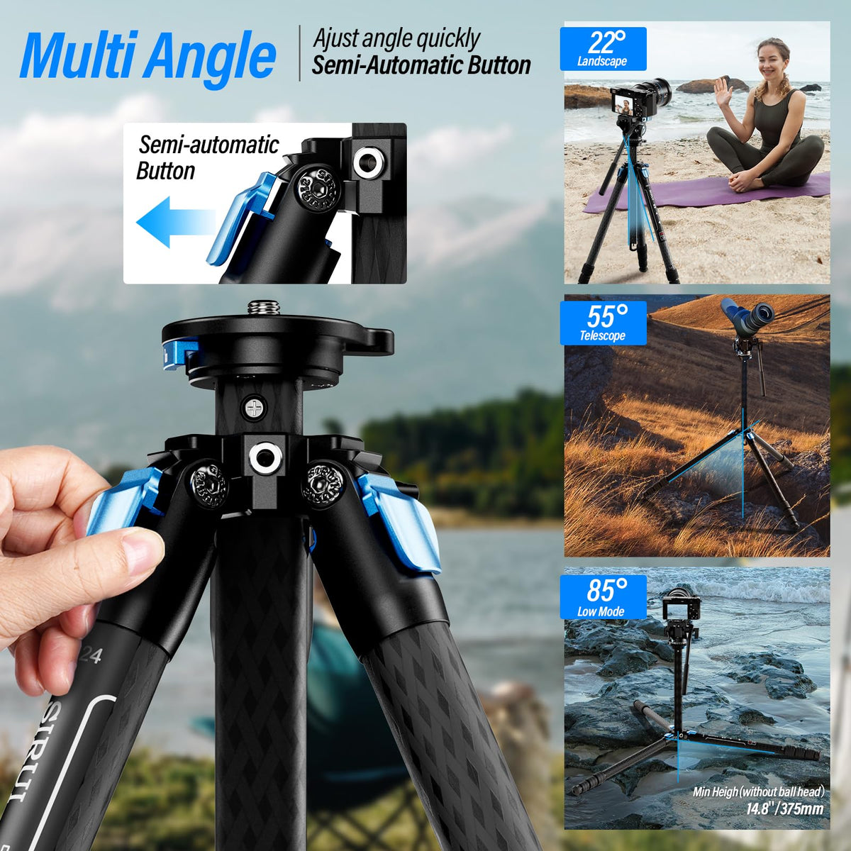 Carbon Fiber Camera Tripod with Fluid Head S789050