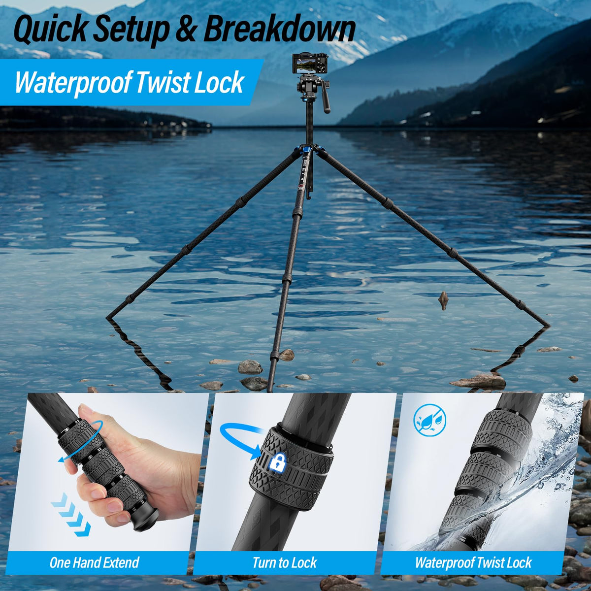 Carbon Fiber Camera Tripod with Fluid Head S789050
