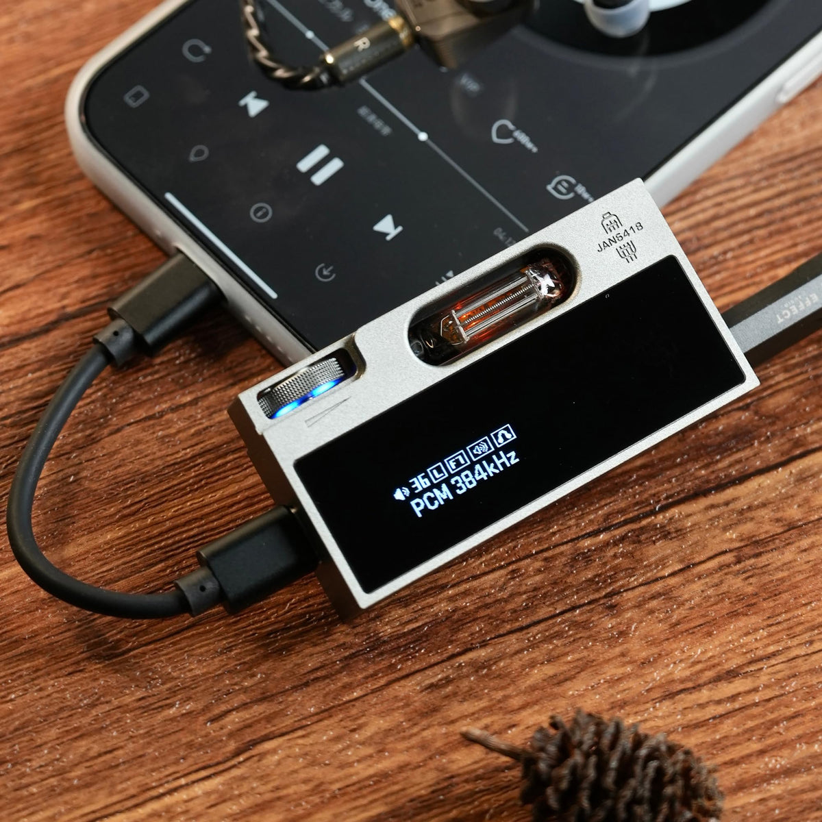 Portable Headphone Amplifier USB DAC AMP Dongle with Dual Tubes, 3.5mm+4.4mm Jack, Grey D77806