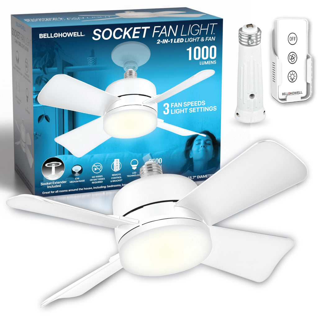 15.4" Socket Fan Light Ceiling Fan with Remote Control F976445