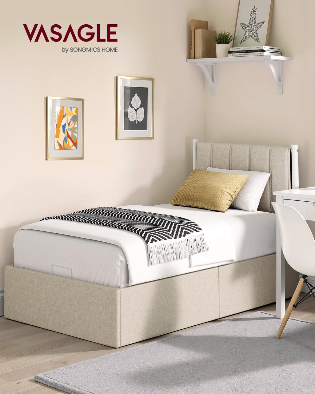 Twin Size Upholstered Lift Up Storage Bed Frame N997