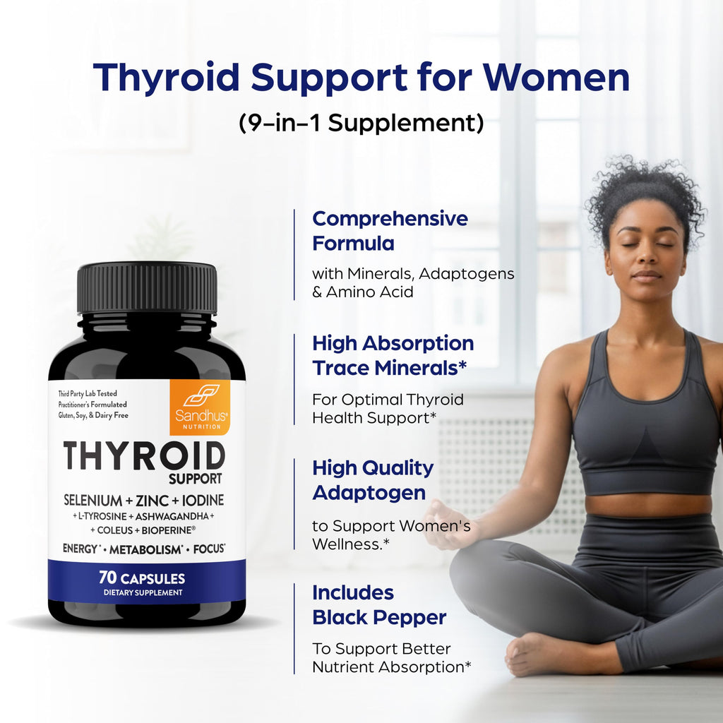 Thyroid Support with Selenium, Zinc, Iodine, L Tyrosine, Ashwagandha, 70 Count (Pack of 2) X33568