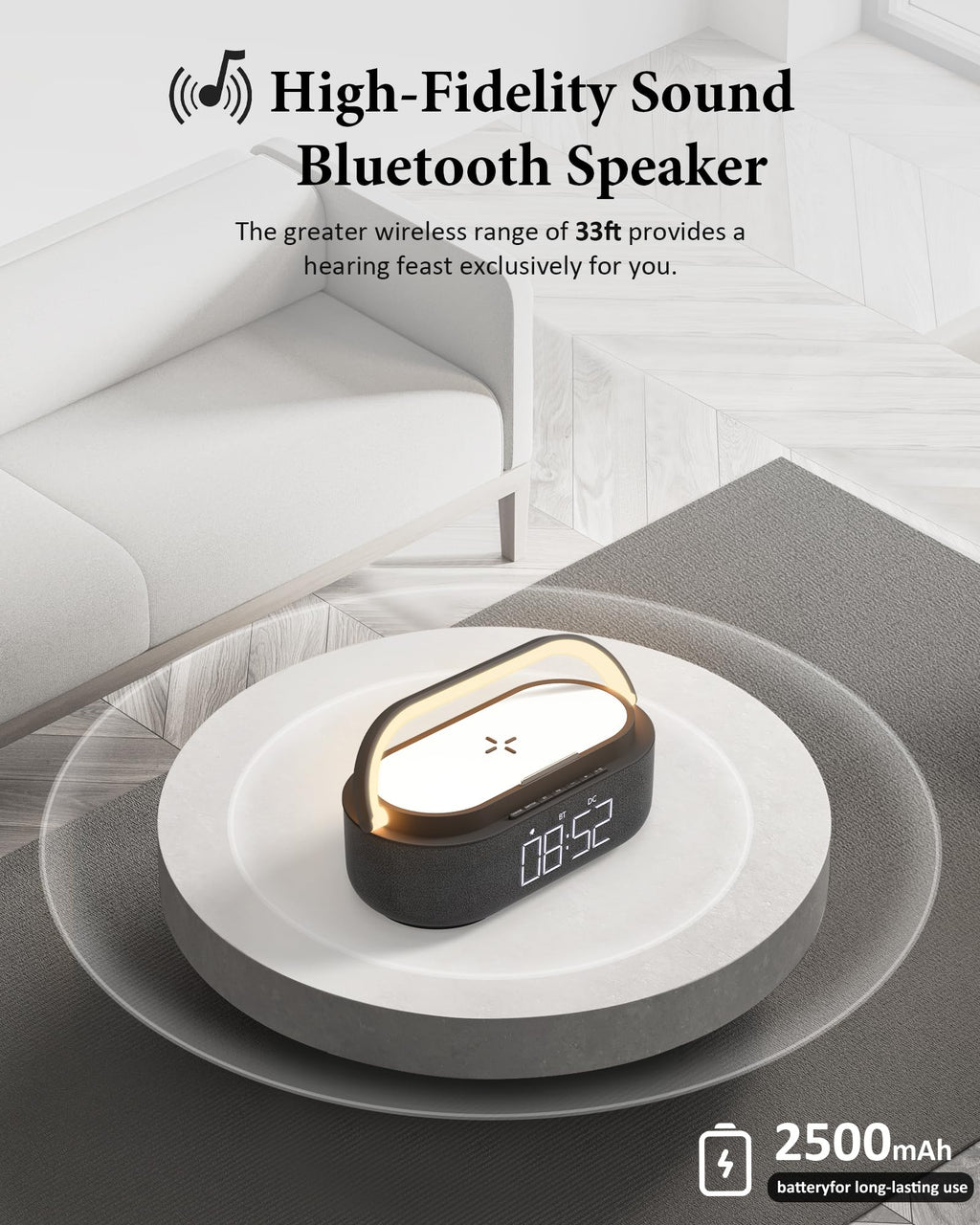 Bluetooth Speaker with Wireless Charger FM Radio LED Light H821147