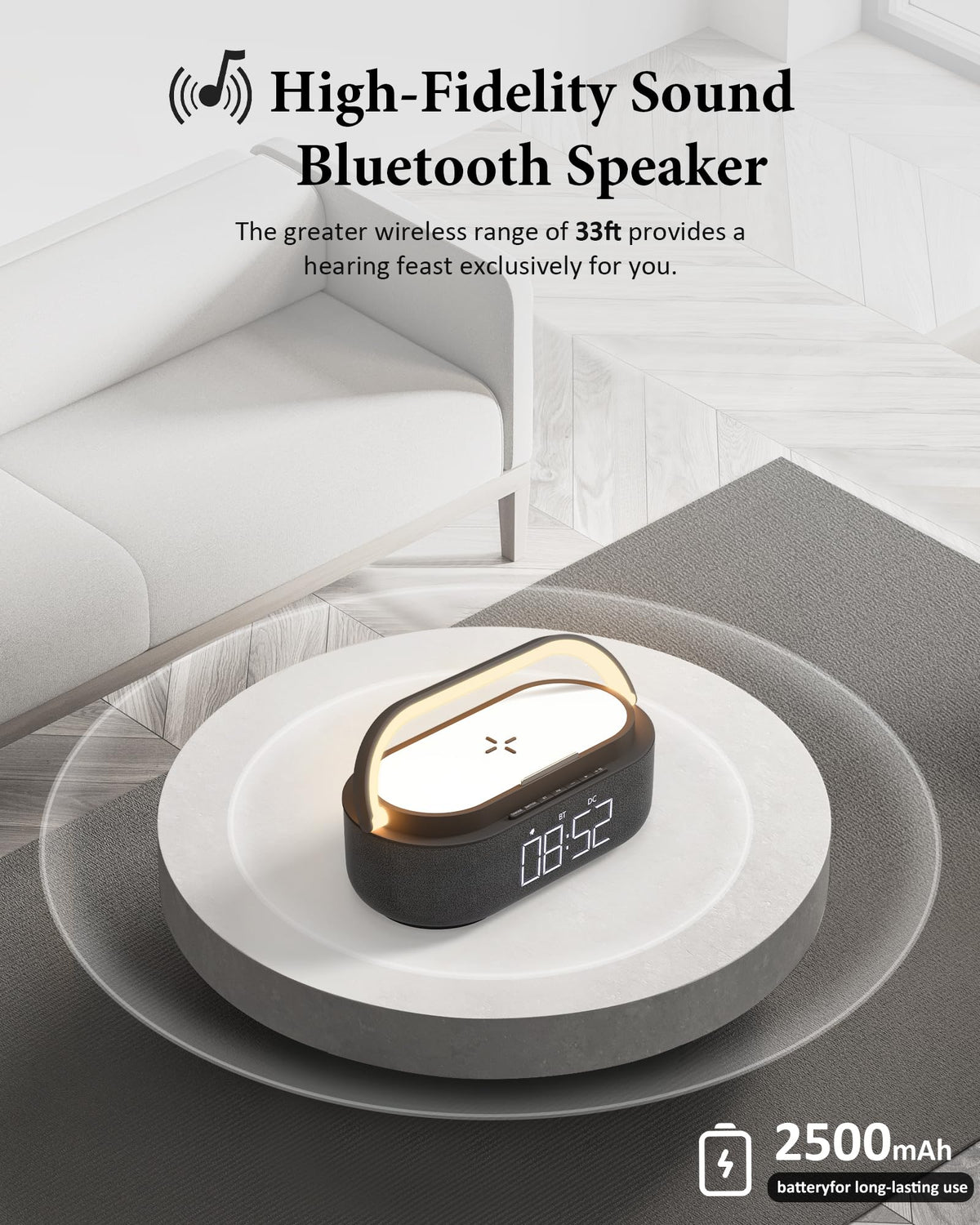 Bluetooth Speaker with Wireless Charger FM Radio LED Light H821147