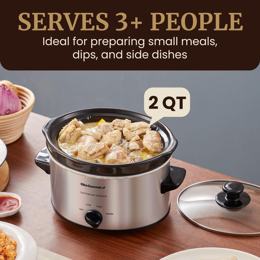 Electric Oval Slow Cooker, 2 Qt, Stainless Steel R823886