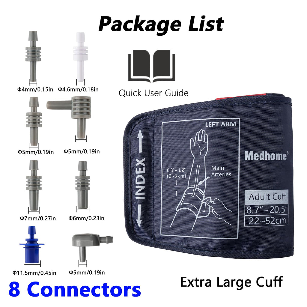 Extra Large Blood Pressure Cuff Upper Arm 8.7"-20.5" Replacement Cuff with 8 Connectors D190