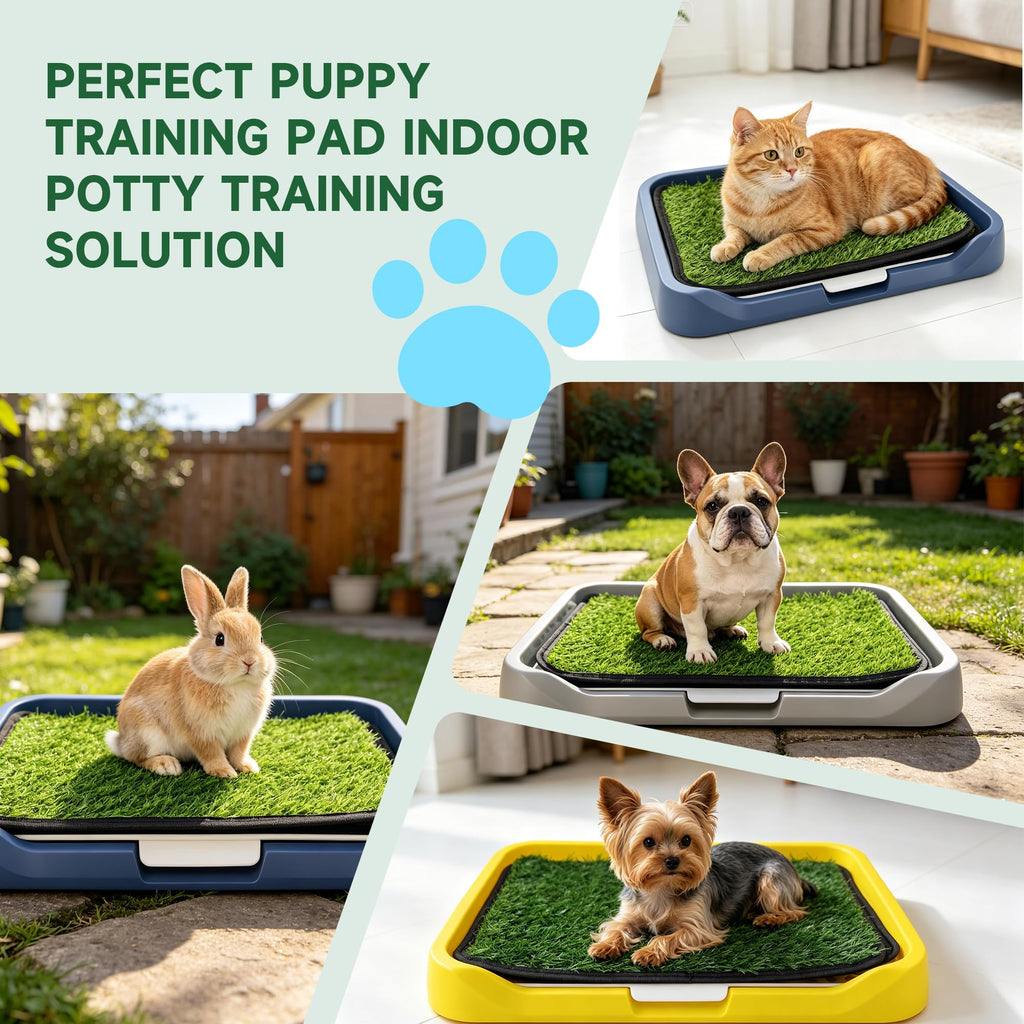 2Pack 18"x14" Artificial Dog Grass Potty Pad with Tray L14884