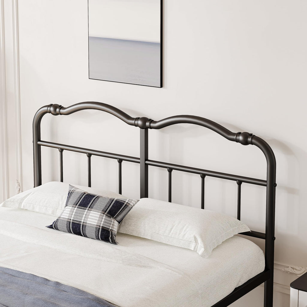 Queen Size Black Metal Platform Bed Frame with Headboard B169