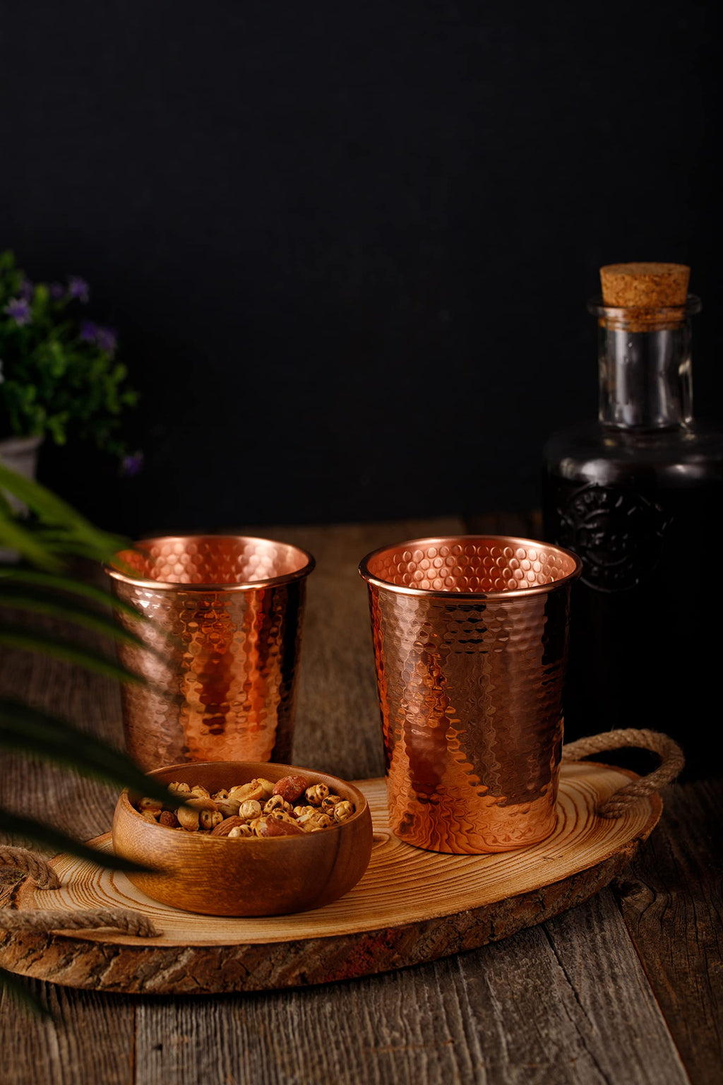 Set of 2 Hammered Copper Cups 18 Ounces S51856