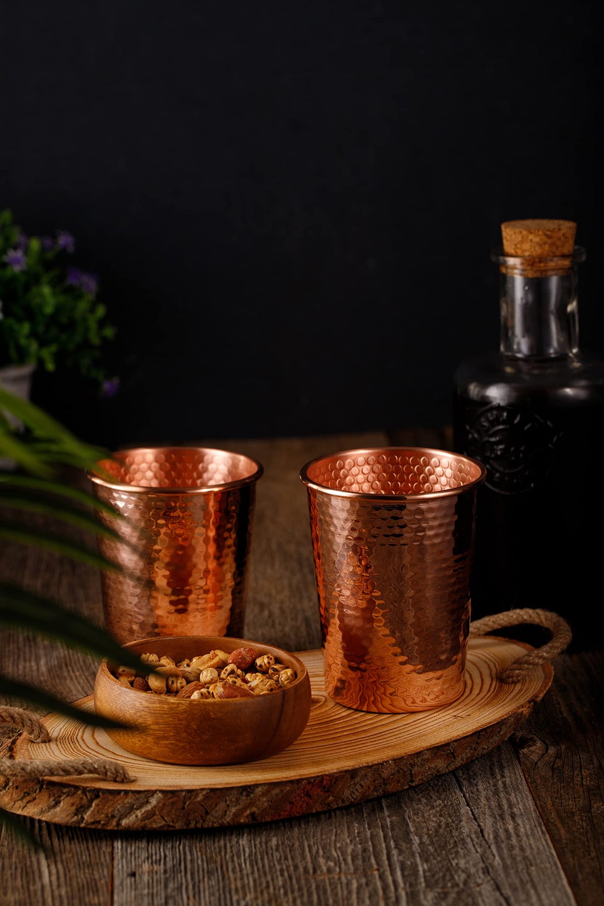 Set of 2 Hammered Copper Cups 18 Ounces S51856