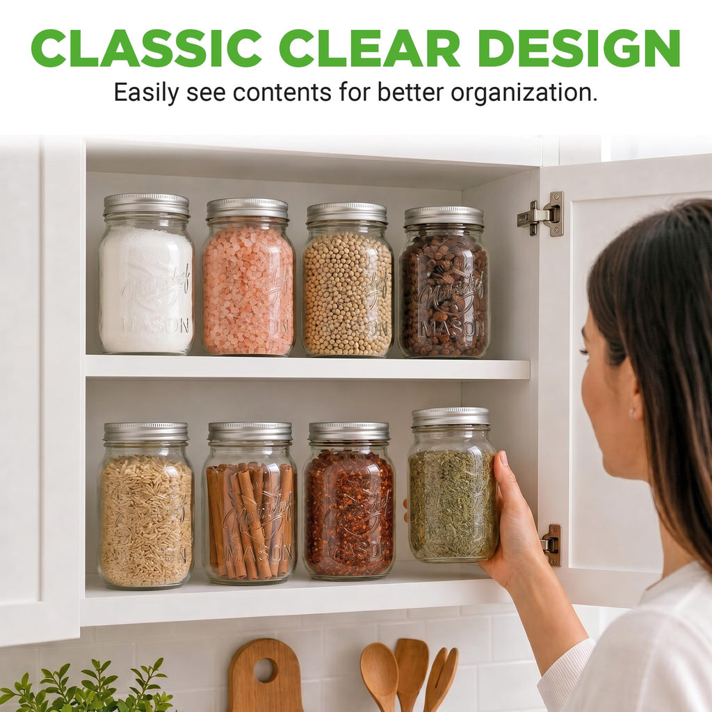 16 oz. Wide Mouth Glass Food Storage Containers with Lids, 12 Pcs K5704