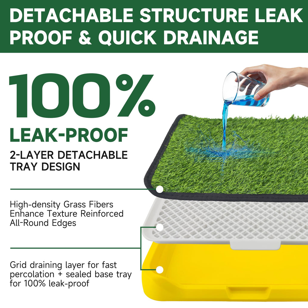 2Pack 18"x14" Artificial Dog Grass Potty Pad with Tray L14884