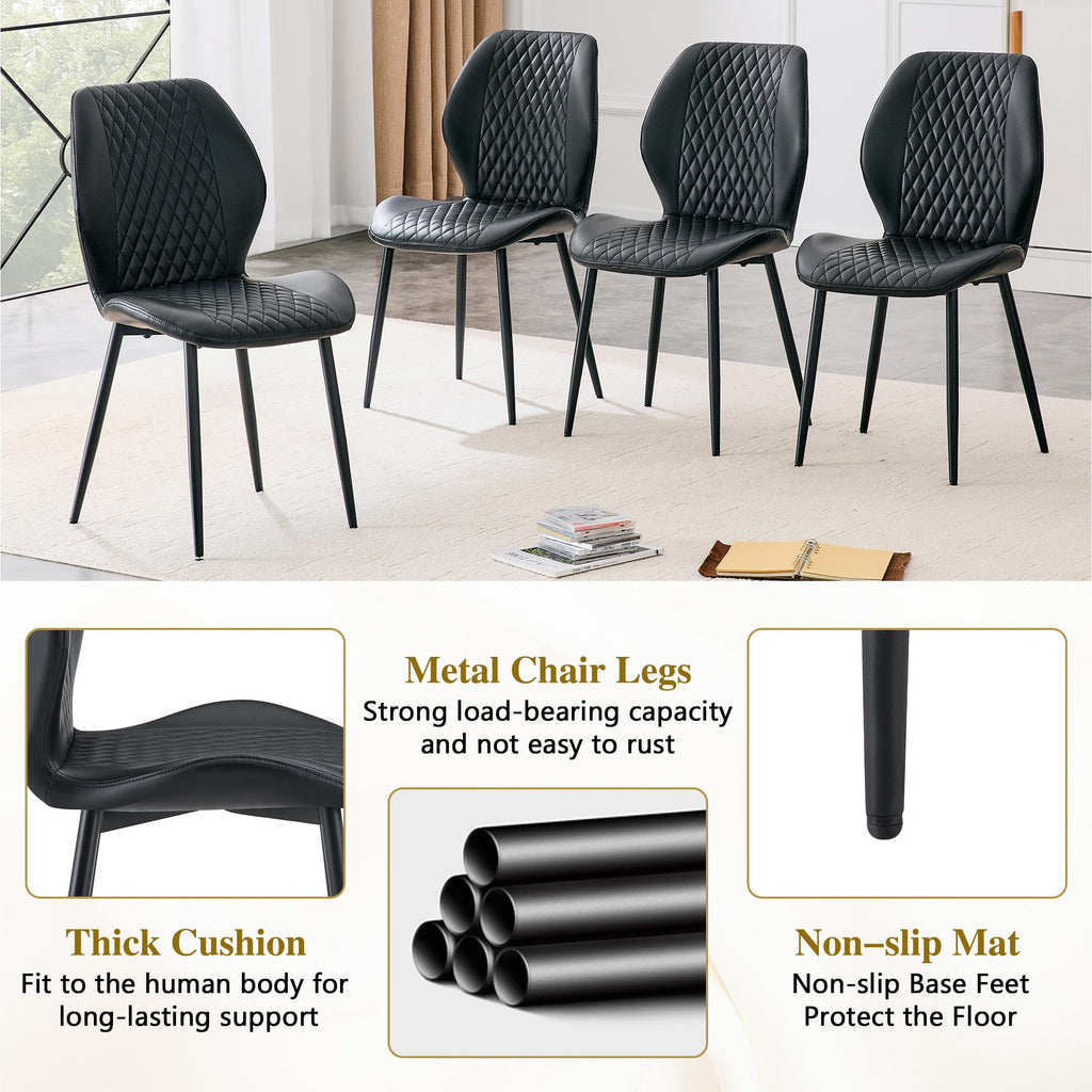Set of 4 Black Upholstered Dining Chairs R601