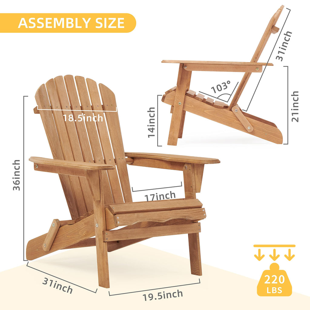 Adirondack Chair Set of 2 Wooden Folding Outdoor Chair R7536