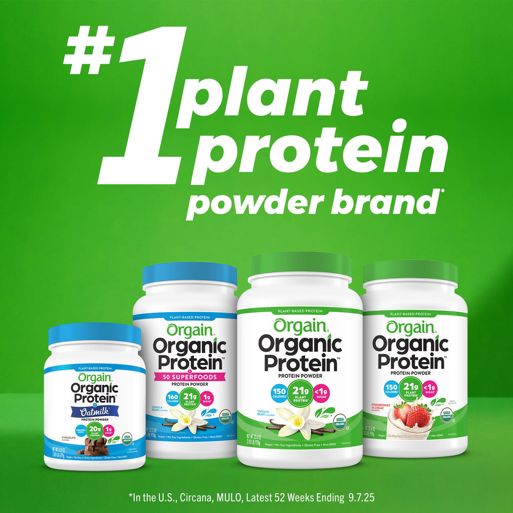 Organic Vegan Protein Powder + Oat Milk, Vanilla Bean, 20g Plant Based Protein, 1.05lb M310
