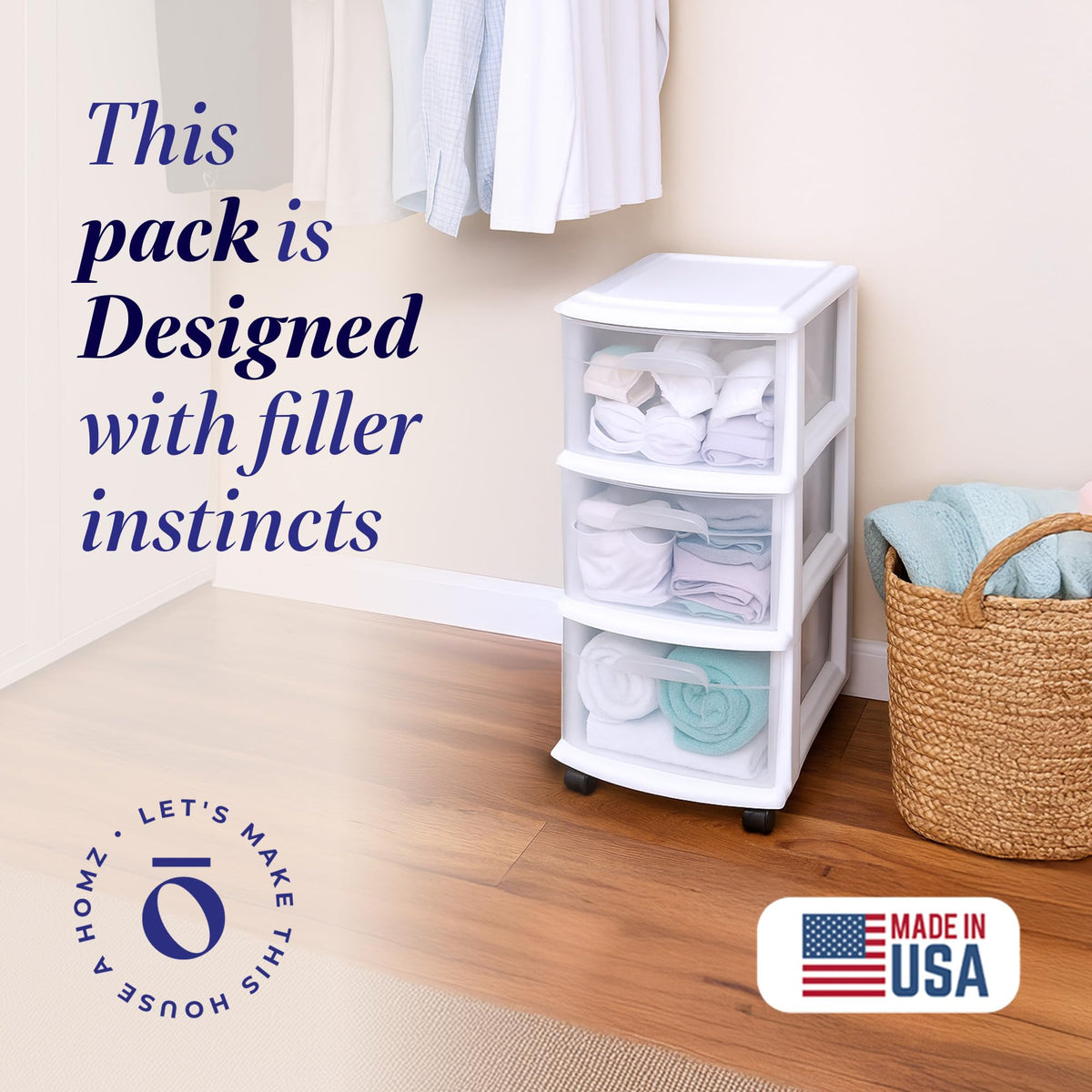 3-Tier Storage Cart with Removable Wheels H1427