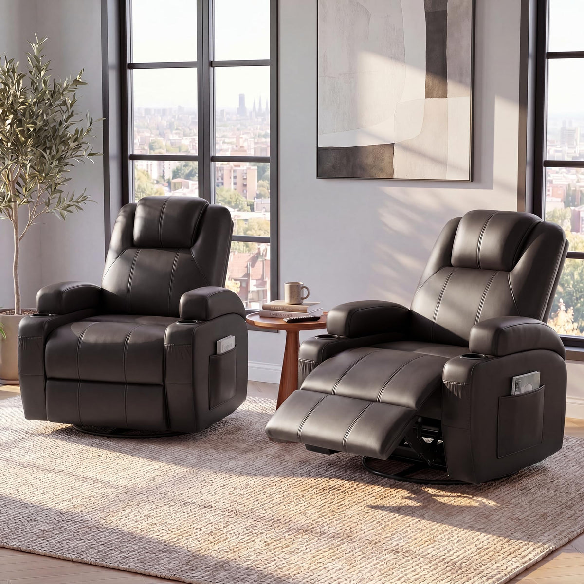 Swivel Rocker Recliner Chair with Vibration Massage D868