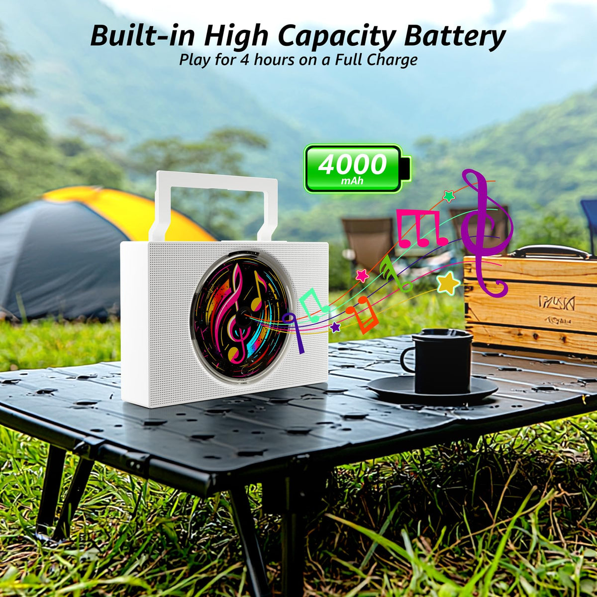 Portable CD Player Boombox with Bluetooth FM Radio V2353
