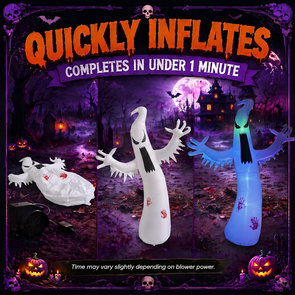 8 FT Halloween Inflatable Ghost Outdoor Decoration with Colorful LEDs I194503
