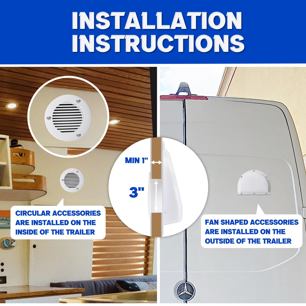 Trailer RV Sidewall Exhaust Vent Fan Kit with Cover, 2 Pack R19279