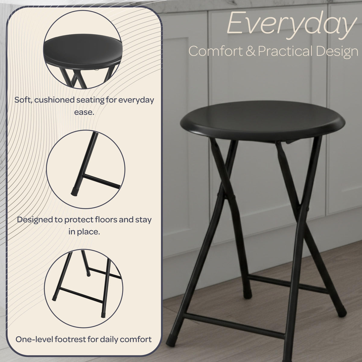 Folding Backless Stool 18-Inch 225lb Capacity M140