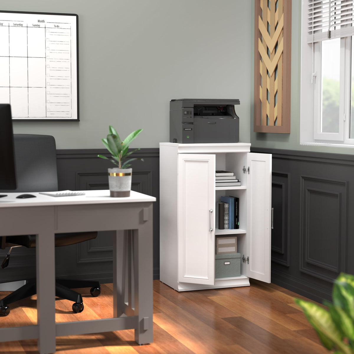 White Modular Storage Shelf Unit with 3 Shelves K657002