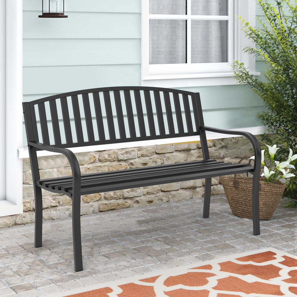 Weatherproof Heavy-Duty Wrought Iron Outdoor Bench M921058
