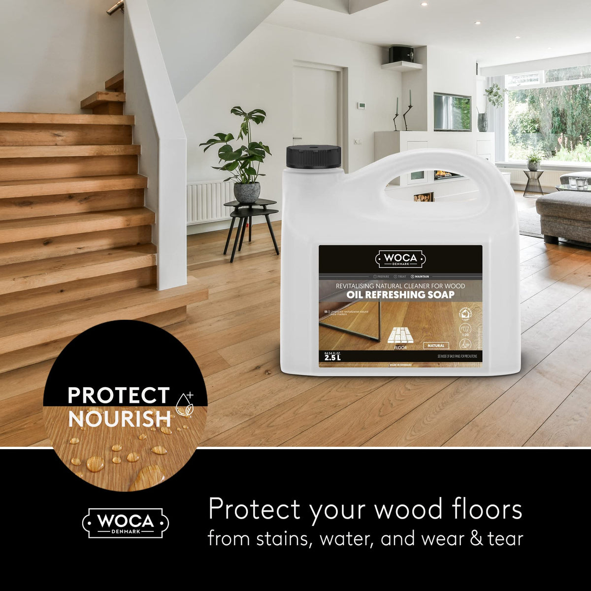 Natural 1L Plant-Based Oil Soap Wood Floor Cleaner V44002
