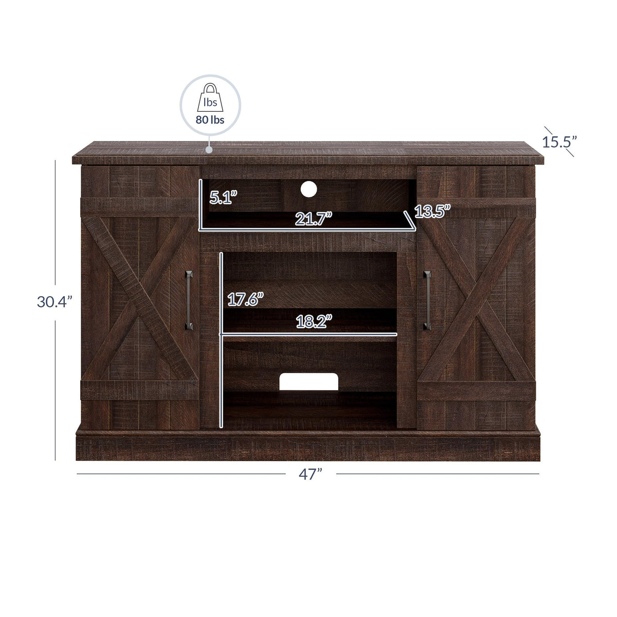 47" Espresso TV Stand & Media Entertainment Center V6819