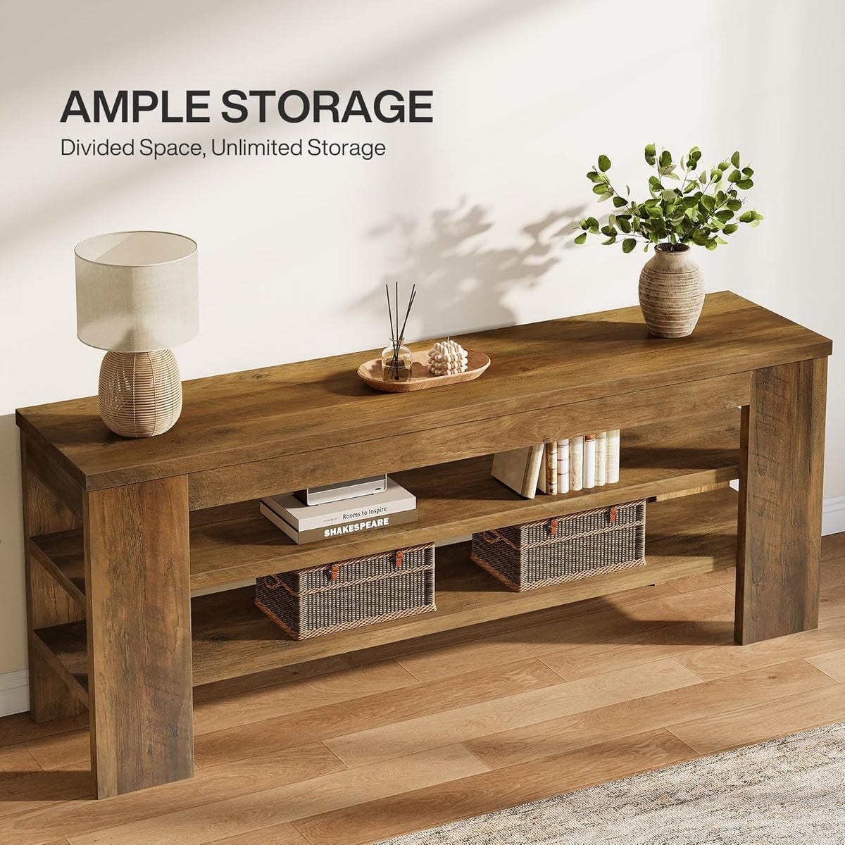 47" TV Stand with 3-Tier Open Storage Shelves N34124