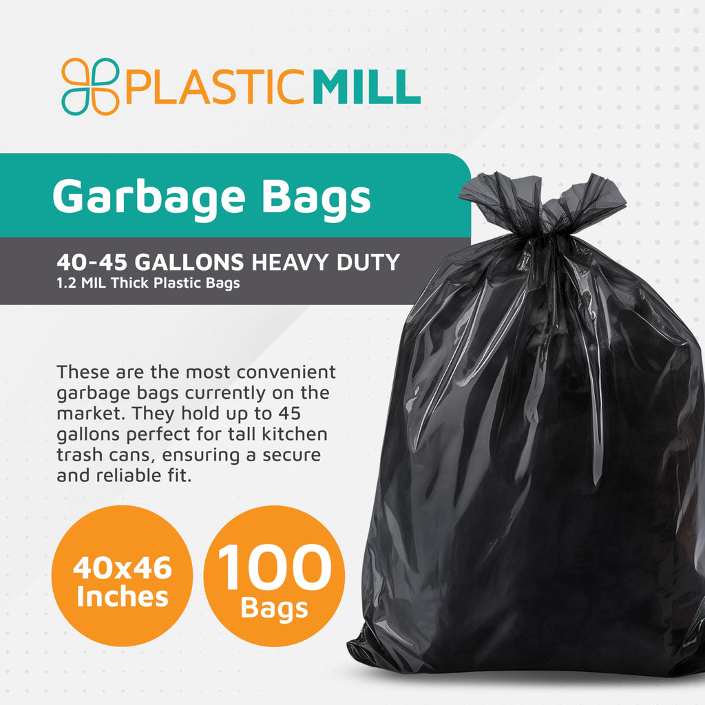 Heavy Duty Black 40-45 Gallon Trash Bags 100-Count F812260