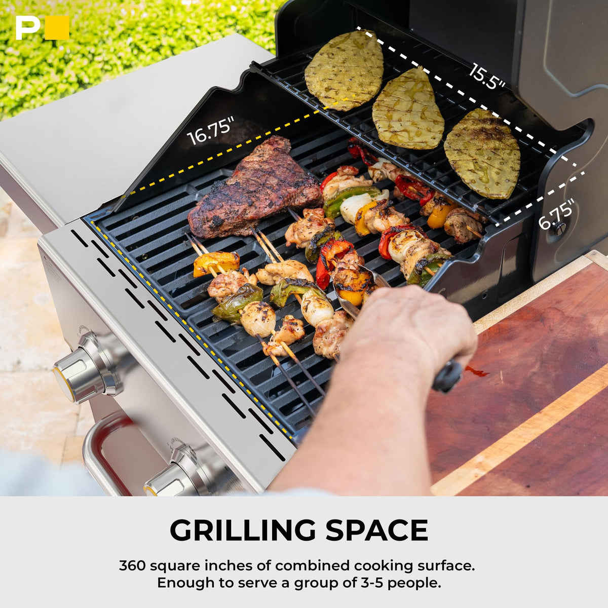 2-Burner Propane Gas Grill with Foldable Side Tables O7126