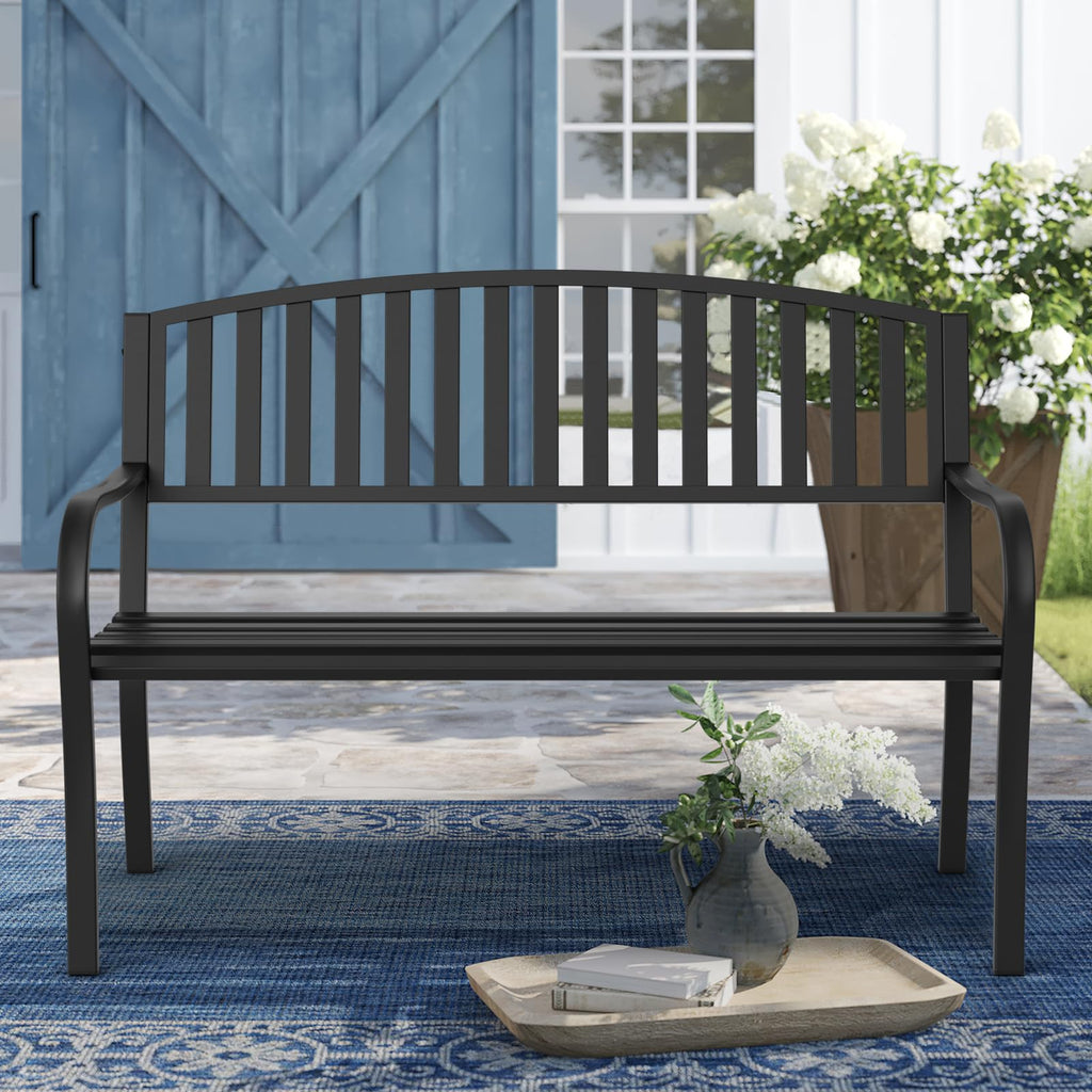 Weatherproof Heavy-Duty Wrought Iron Outdoor Bench M921058